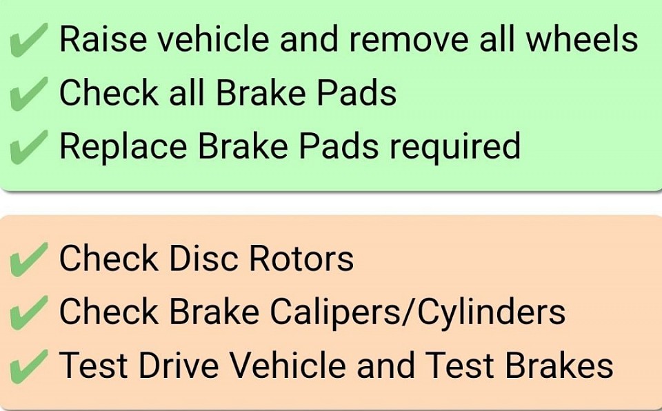 Lista de verificación del sistema de frenos